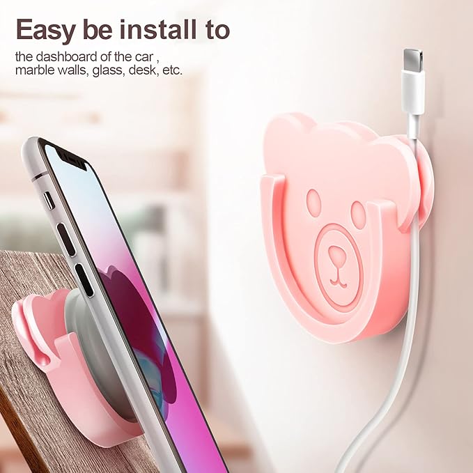 TOPGO Socket Car Mount for Phone Holder Cute Bear Style Silicone Grip Stand - Image 3