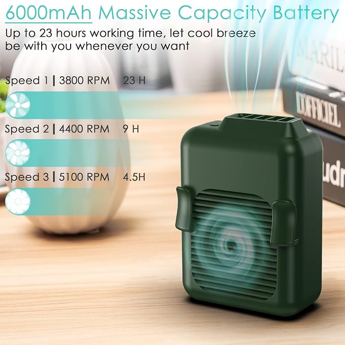 COMLIFE Portable Mini Waist Fan, 6000mAh Battery Powered Hands-free Wearable Fan - Image 3