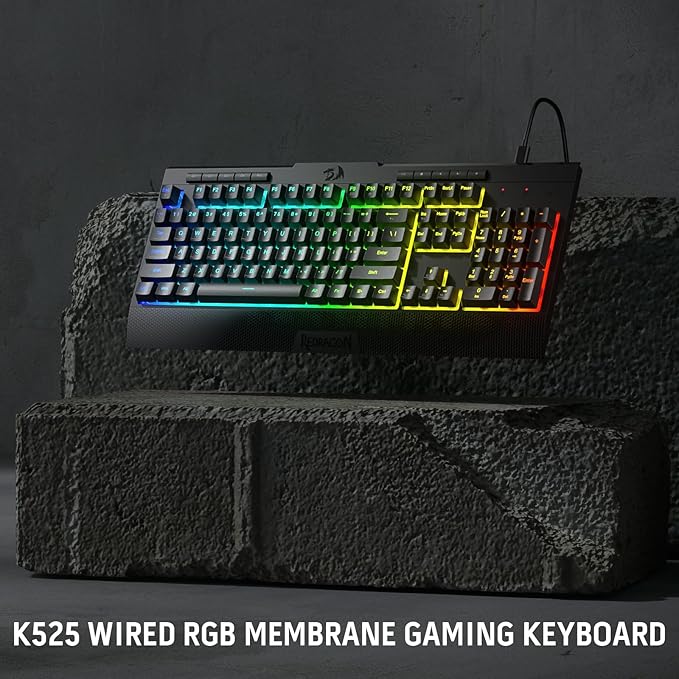 Redragon K525 RGB Backlit 104 Keys Wired Membrane Gaming Keyboard w/ 5 - Image 9