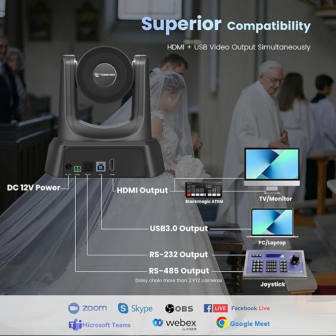 HDMI 20X Optical Zoom PTZ Conference Room Camera System, 1080P 60fps USB3.0 - Image 4