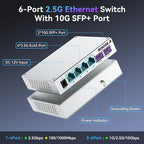 SODOLA 2.5Gb Switch, 4 x 2.5G Base-T Ports, 2 x 10G SFP+, Aluminum Alloy - Image 2