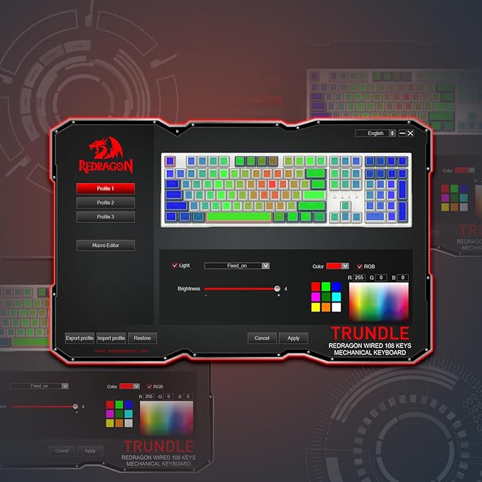 Redragon K668 RGB Gaming Keyboard, 108 Keys Wired Mechanical Keyboard w/Extra 4 - Image 7