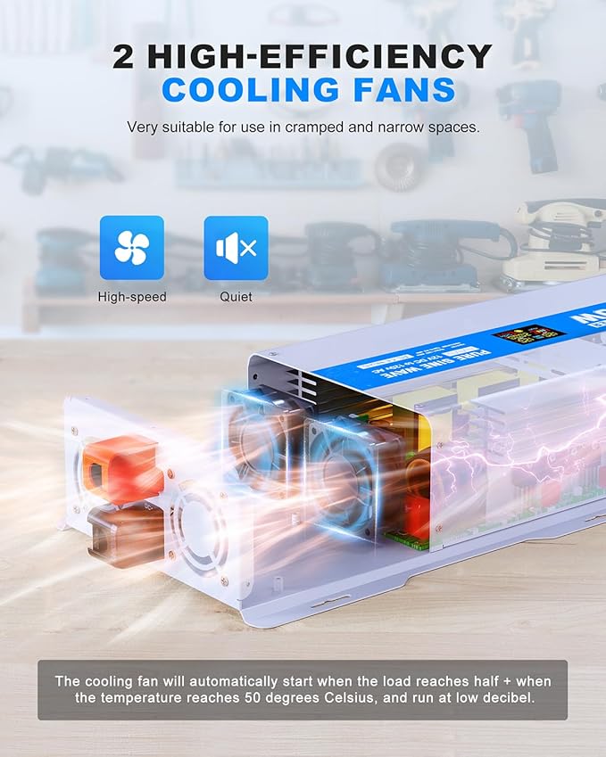 2000W Pure Sine Wave Power Inverter 24V DC to 120V AC Converter 4000 Watt Peak - Image 9