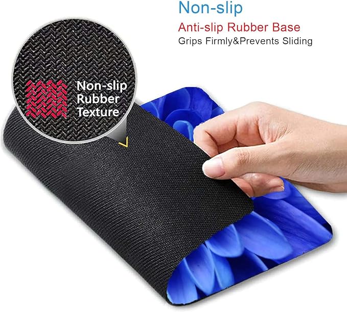 Blue Flower Mouse Pad, Cute Floral Mouse pad, Custom Small Mouse Pads - Image 3