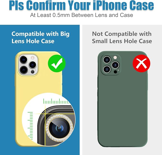 AGVEE 3+3 6 Pack for iPhone 15 Pro/Pro Max, Bling Diamond & Glitter Metal Ring - Image 3