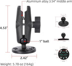 1" Ball Double Socket Arm with AMPS Hole Round Plate Base, Aluminum Alloy - Image 2