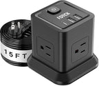 Extension Cord 15 ft, FDTEK Flat Plug Power Strip by FDTEK