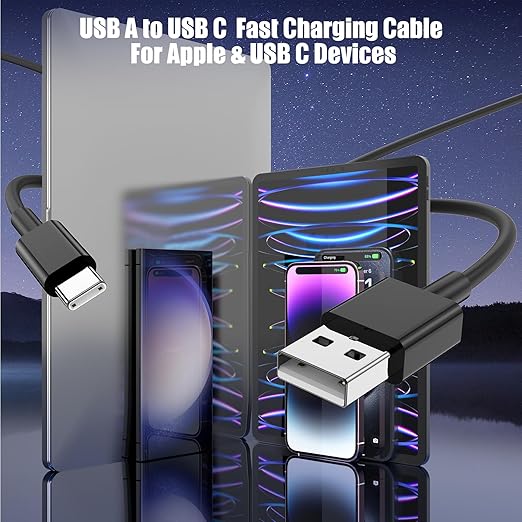 3-Pack Black USB A to USB C Cable，USB to USB C Car Carplay Cable - Image 3