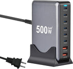 500W USB C Fast Charger Block, 8 Port Charging Station, GaN Ⅲ Multi Port by Perhanmm