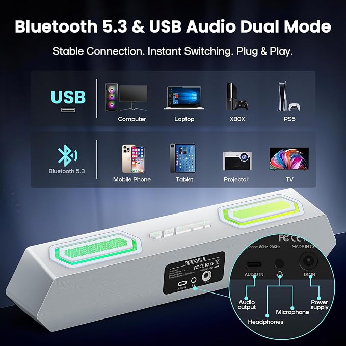 Deeyaple Computer Speakers, 40W Wireless Soundbar - Image 3