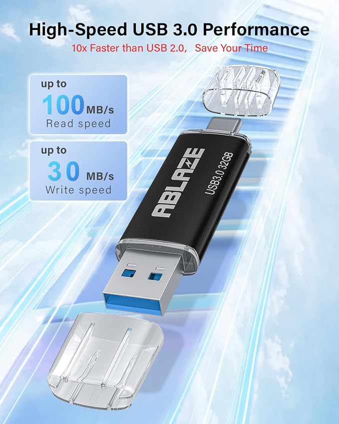 ABLAZE Type C Flash Drive 32GB 5 Pack, Dual USB 3.0+USB C Flash Drive Compatible - Image 4