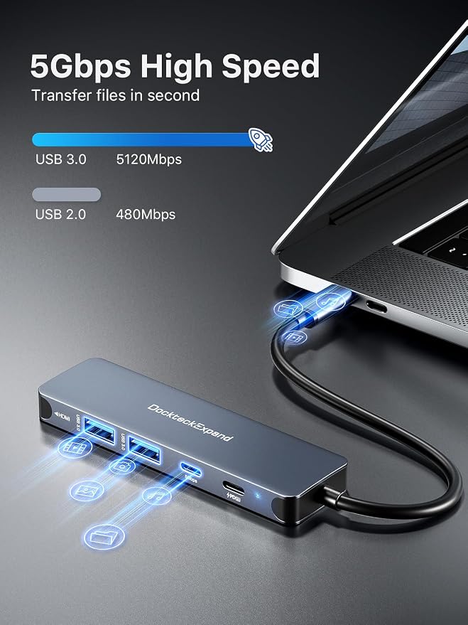 USB-C Hub 5-in-1 with 4K HDMI, 100W Power Delivery, 5Gbps USB-C Data Port and 2 - Image 3