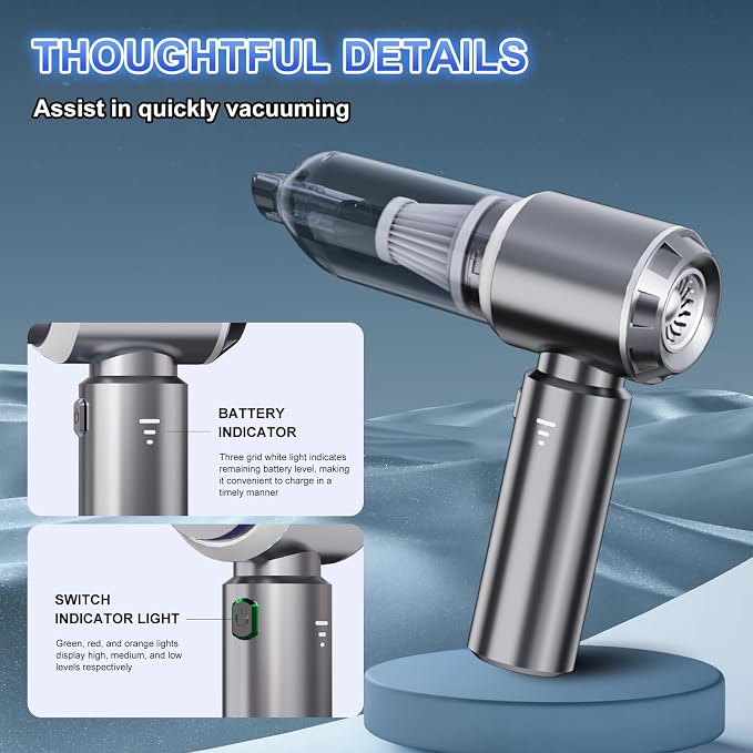 4-in-1 Cordless Handheld Vacuum, Portable Car Vacuum Detailing Kit, Compact Vac - Image 7