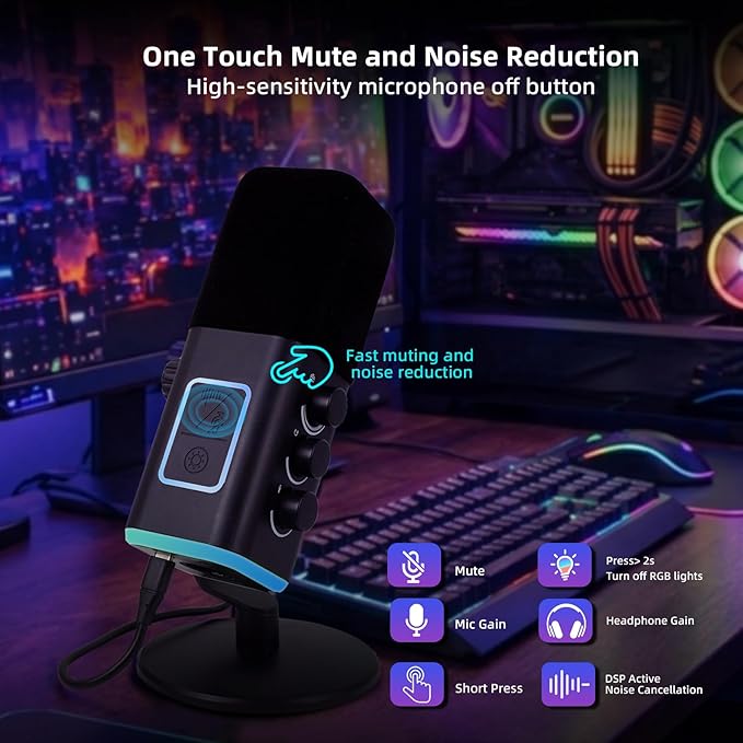 VCOM XLR/USB Gaming Microphone for PC, Dynamic Computer Mic for Streaming - Image 3