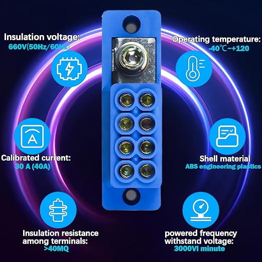 Busbar Terminal Block 1-in-4-Out | 12V-690V 60A High Current Power Distribution - Image 3