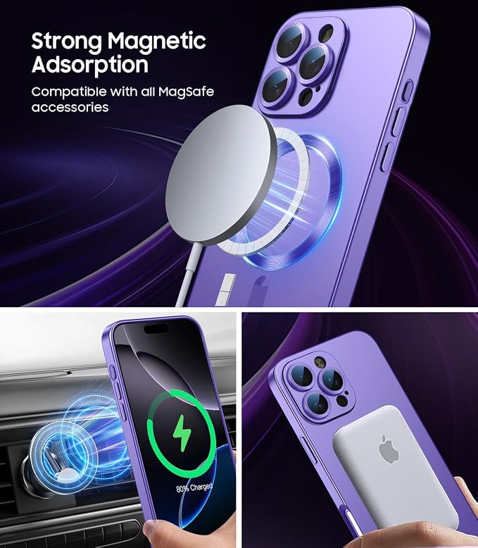 Magnetic for iPhone 16 Pro Case Slim Soft Silicone Bumper Shockproof Metallic - Image 3