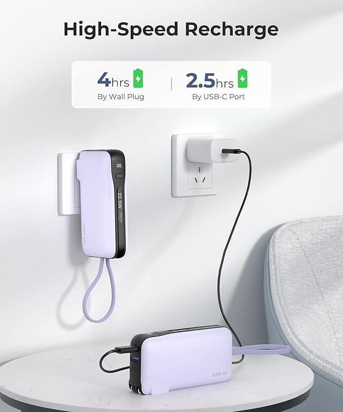 Portable Charger with Built-in USB-C Cable & Plug, 000mAh 5V/4.5A Power Bank - Image 8