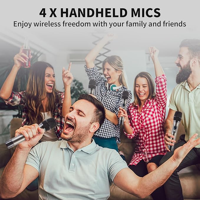 Wireless Microphone System, 4-Channel UHF Wireless Mic, Fixed Frequency Metal - Image 8