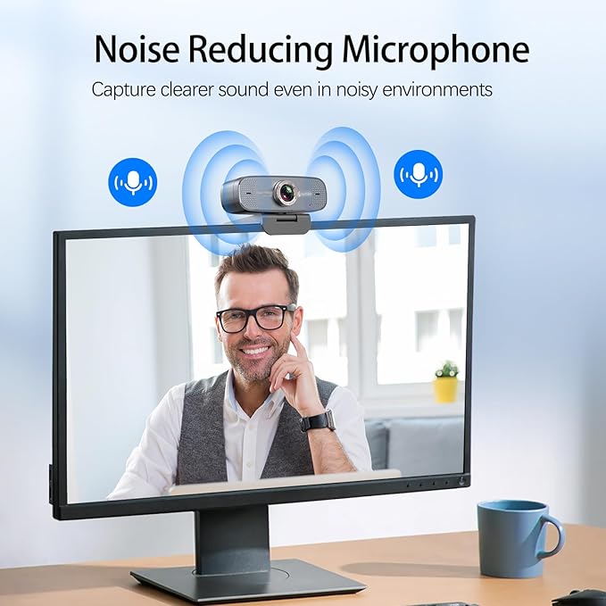 Angetube 1080P HD Webcam with Privacy Shutter Dual Noise-Cancelling Mic PC - Image 4