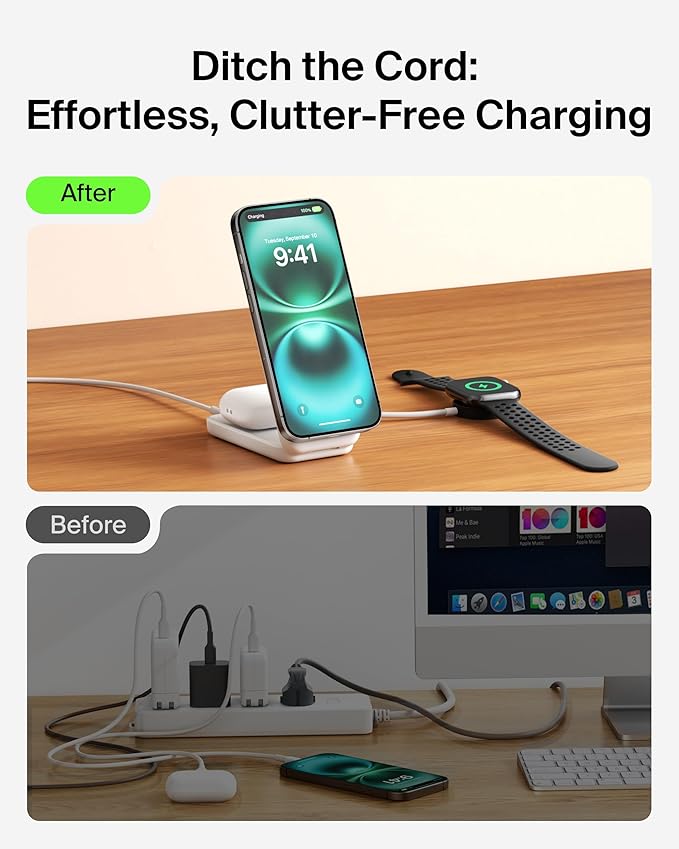 Belkin MagSafe Charger Compatible, 2-in-1 Charging Station, Qi2.2 25W Magnetic - Image 6