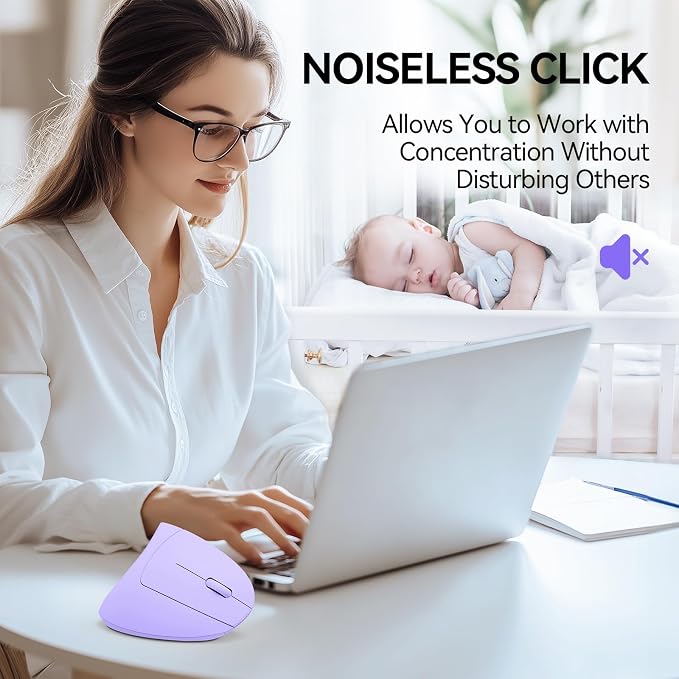 TECKNET Ergonomic Mouse, Wireless Bluetooth Vertical Mouse, 4800 DPI Optical - Image 6
