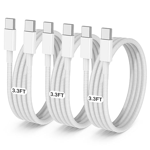 3-Pack Grey 3.3FT 60W USB C to USB C Cable, Type C to Type C Cable, Fast by LOFPYE