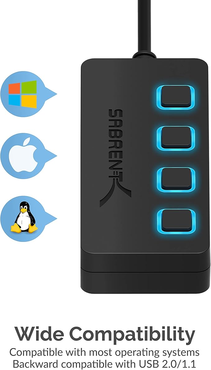 SABRENT 4 Port USB 2.0 Data Hub - Image 4