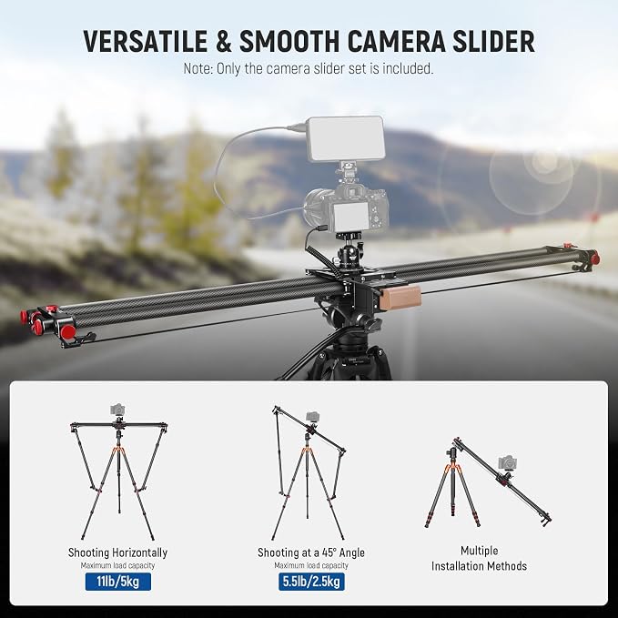 NEEWER 47.2"/120cm Motorized Camera Slider, App Wireless Control DSLR Carbon - Image 2