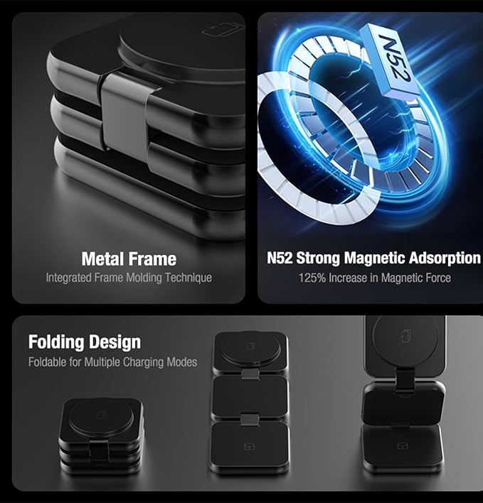 3 in 1 Charging Station for Apple Devices, Magnetic Foldable Wireless Charger - Image 5
