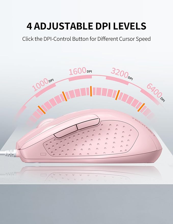 TECKNET Wired Mouse, 6-Button Corded - Image 2