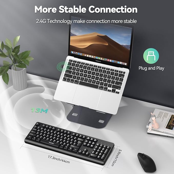 TECKNET Wireless Keyboard, 2.4G Silent Full-Size USB Keyboard - Image 3