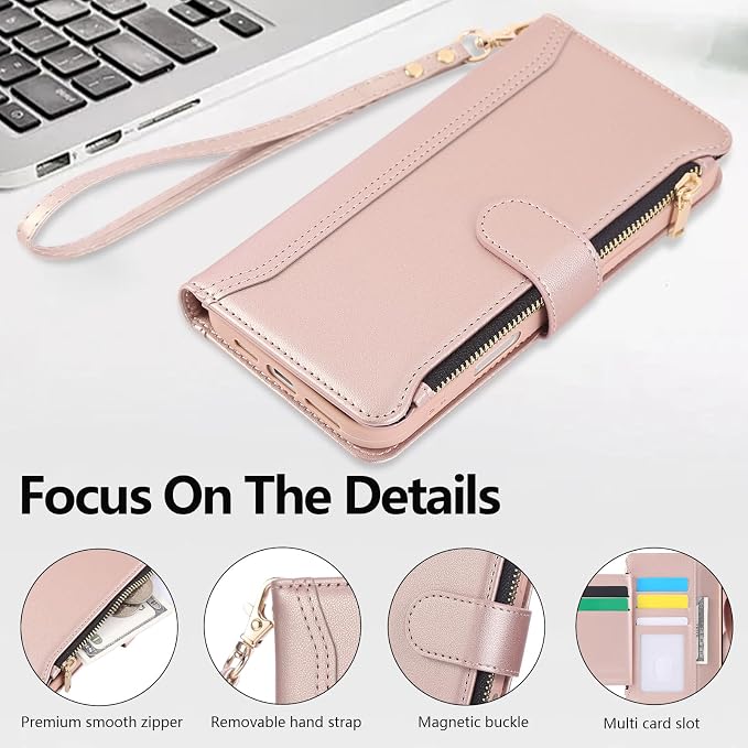 Compatible with iPhone 13/14 Wallet Phone Case-PU Leather Magnetic Flip Cover - Image 5