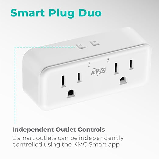 KMC Smart Plug Duo 4-Pack, 2-Outlet Wall Plug Extender, Smart Outlet Splitter - Image 2