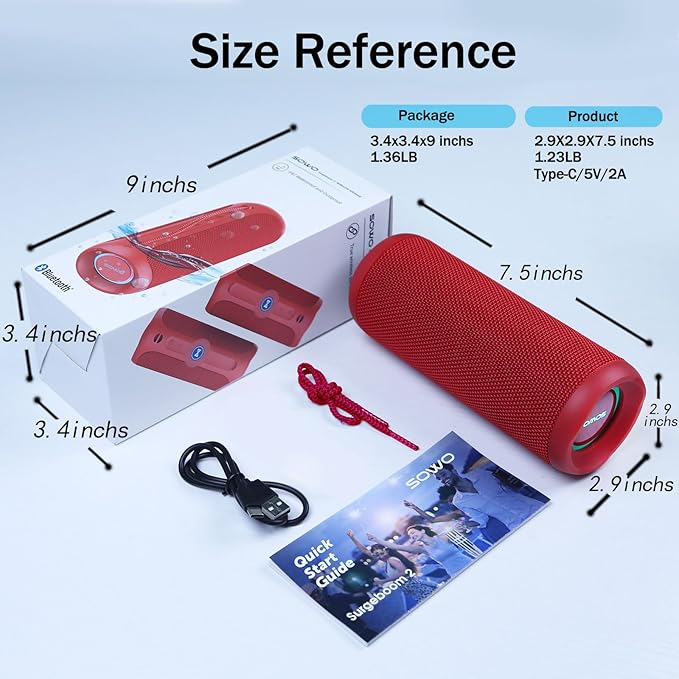 SOWO Portable Bluetooth Speaker, Waterproof IPX7, 25W Loud Wirelss Speaker - Image 8