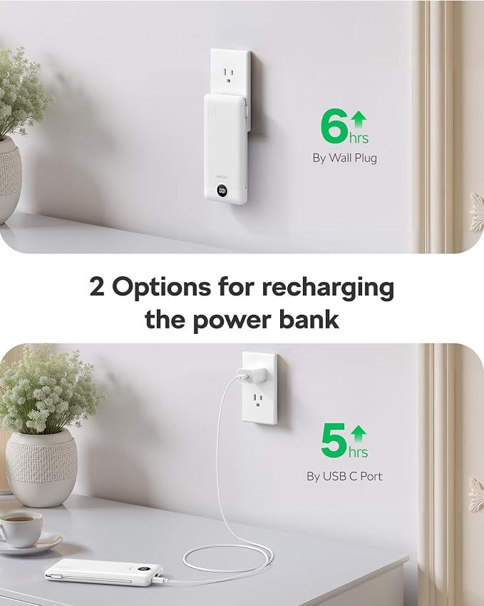 VEGER Travel Essential AC Wall Plug Portable Charger, 10000mah Slim Portable - Image 7