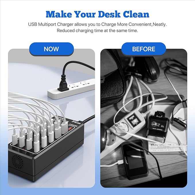 USB Charging Station Block, USB C Charger Station 24-Port 100W, USB A Charger - Image 3