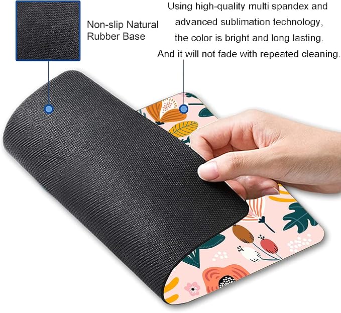 Pink Cute Flower Mouse Pad, Floarl Mouse Pad Custom Design, Square Waterproof - Image 2