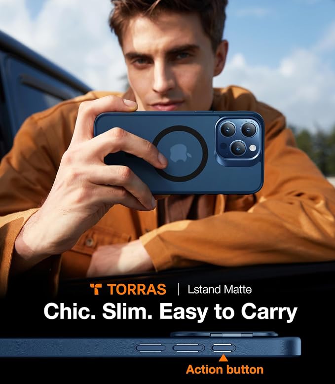 TORRAS Magnetic for iPhone 15 Pro Max Case Slim Hard Back Soft Edge - Image 6