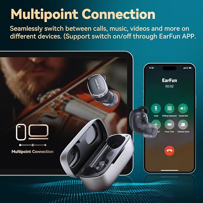 EarFun Free Pro 3 Noise Cancelling Wireless Earbuds, Hi-Res Sound, Snapdragon - Image 7