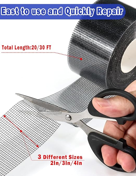 Wohohoho Window Screen Repair Tape, 3 in X 20 FT Black Screen Patch Repair Kit - Image 3