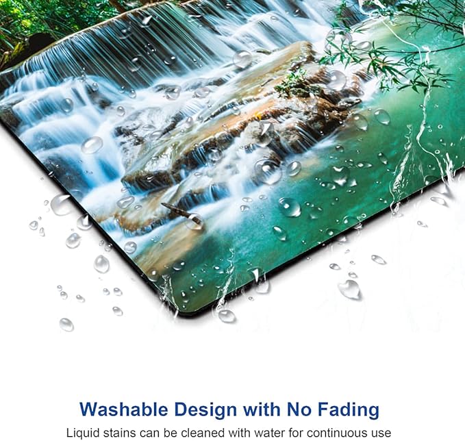 Mouse Pad, Forest Waterfall Natural Scenery Mouse Pad Custom Design, Square - Image 5