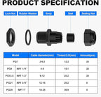 Joinfworld 72pcs Cable Glands Kit Waterproof Strain Relief Cord Connector Grip - Image 3