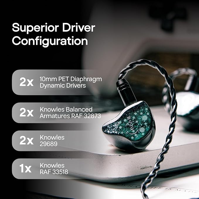 Linsoul ZiiGaat Arcanis in Ear Monitor, Professional 2DD+5BA Hybrid IEM Earphone - Image 3