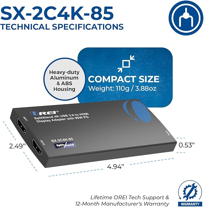 OREI SplitExtend 4K HDMI Splitter Extended Display - Image 5