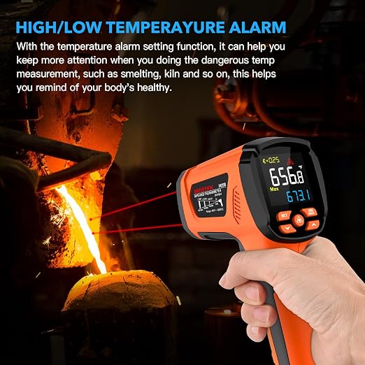 -40℉~3632℉, MESTEK Infrared Thermometer Temperature Gun, High Temp Thermometer - Image 3
