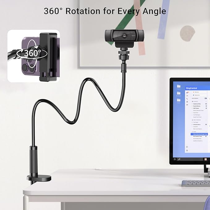 Flexible Webcam Stand Mount for Desk, Gooseneck Webcam Tripod - Image 7