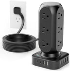 Tower Surge Protector Power Strip, 12 AC Outlets & 8 USB Ports, Flat Plug 5FT by TenTrend