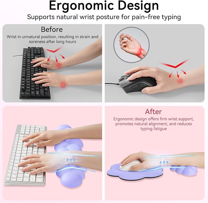 Cloud Wrist Rest for Computer Keyboard, 4-in-1 Memory Foam Leather Cloud - Image 3