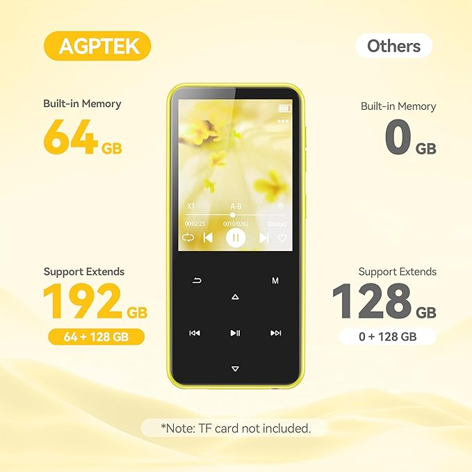 AGPTEK 64GB MP3 Player with Bluetooth, M3 2.4 inch Music Player with Speaker - Image 6