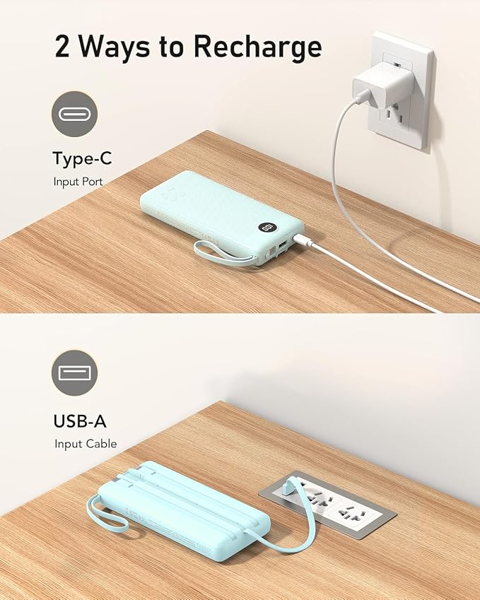 VEEKTOMX Portable Charger with Built-in Cables, 20000mAh Power Bank - Image 6